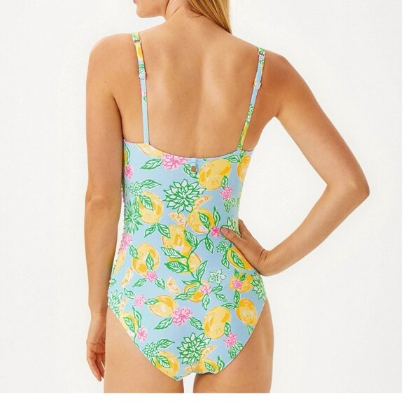NWT Lilly Pulitzer Solaria Bluette Make Lemonade One Piece Swimsuit sz 10 - Picture 2 of 2